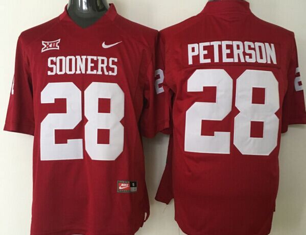Men Oklahoma Sooners #28 Peterson Red Nike 2025 NCAA Jersey